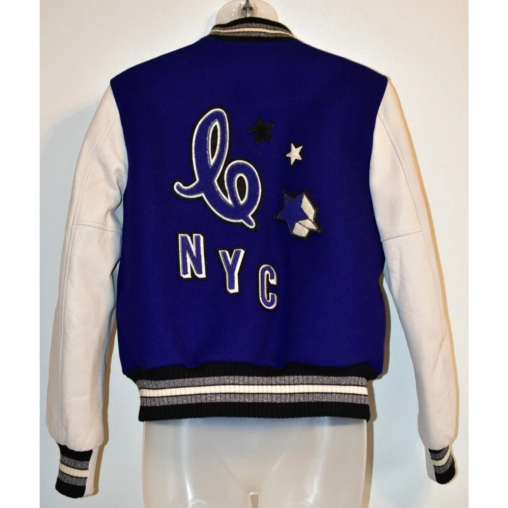 COACH XS Waverly Varsity Jacket Baseball New York NYC Patch Blue Purple White